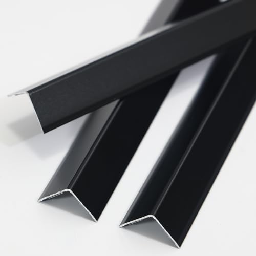 Coengwui Aluminum Corner Guards, Peel and Stick L-Shaped Molding Trim for Wall Table Door Frame Protection and Decoration (Matte Black, 3Pcs x 2.9ft x 0.8in)