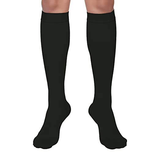 Image of MGANG Knee High Compression Socks 20-30mmHg for Varicose Veins, Closed Toe | Graduated Compression, Circulation, DVT, Swelling, Nurses, Pregnancy, Standing, Office, Flight, Travel, Running, Recovery