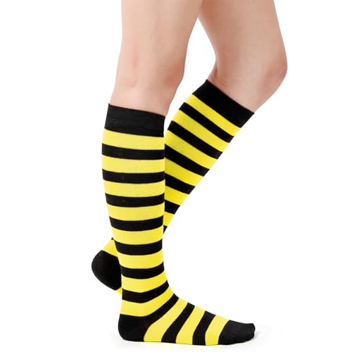 Image of Century Star Knee High Socks for Women Long Tube Socks with Stripes | Soft, Skin Friendly And Stretchy, Vibrant Colors Perfect For Daily Wear, Sports, Halloween And Christmas