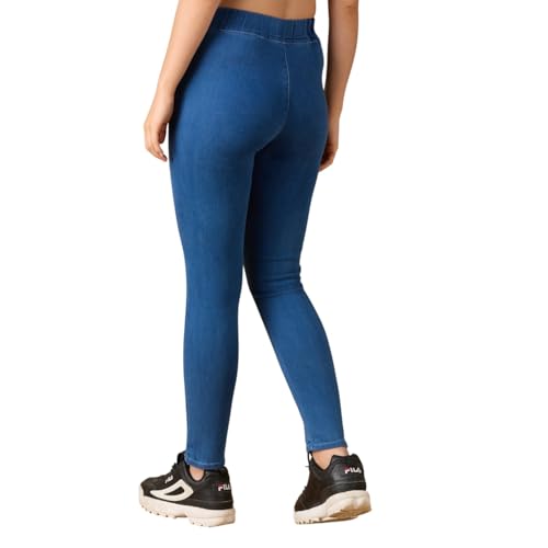 Image of 4FLIES Women's High Waist Jeggings | Super Combed Slim Fit Ankle-Length Pants with Elastic Waistband | Comfortable Denim Look Leggings for Casual, Travel & Office Wear