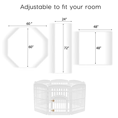 Image of IRIS USA Dog Playpen with Door, 34 inch 8 Panel Pet Exercise Pen - Indoor Outdoor Puppy Play Pen, Portable Plastic Pet Fence for Small Medium Dogs, Foldable 63 inch x 63 inch x 34 inch, White