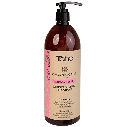 Tahe Organic Care Champú hidratante para cabellos teñidos Chroma System con Ácido Hialurónico, Queratina Vegetal y Vitamina C (1000 ml)