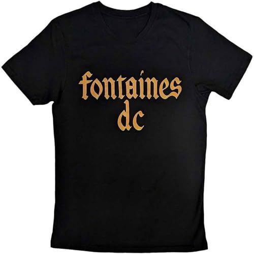 XAWHIS Fontaines D C Gothic Band Logo T Shirt Black L