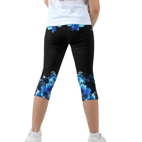 Kids Active Leggings for Girls Yoga Pants with Elastic Waistband Breathable Capri Trousers Athletic Tights Pants3