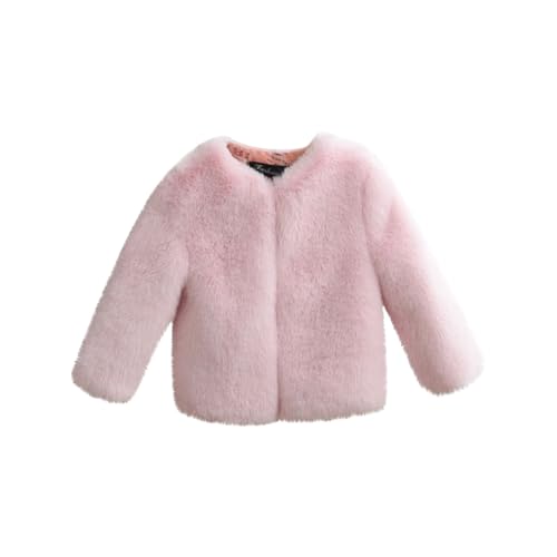 Faux 𝗙𝘂r Jacket for Kids Girls Long Sleeve Crewneck Open Front Coat Winter Thick Puffy Windproof Outwear