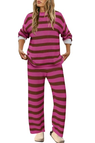 Image of SENSERISE Womens Striped Set Sweater Lounge Sets