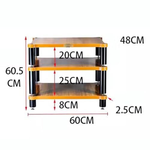 Audio Rack - Mensola in legno massiccio a 3 ripiani per altoparlanti e amplificatori, ideale per Home Theater e componenti multimediali