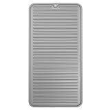 mDesign Premium Quality Pet Food and Water Bowl Feeding Mat for Cats and Kittens - Waterproof Non-Slip Durable Silicone Placemat - Food Safe, Non-Toxic - Small - Gray