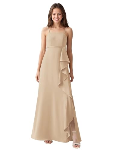 Sevintage Satin Junior Bridesmaid Dresses Spaghetti Straps Formal Wedding Party Dresses