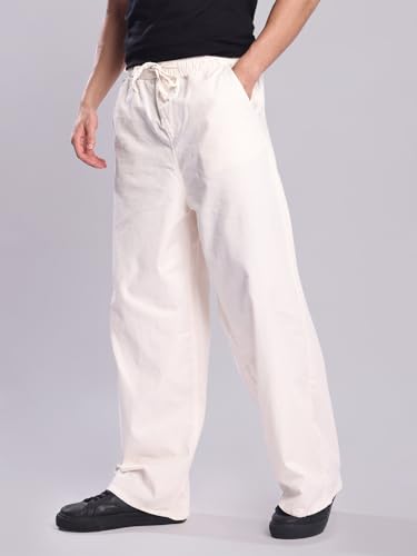 Image of BENE KLEED Men's Solid Cotton Trousers | Mid Rise Waist | Full Length | Relaxed Fit |