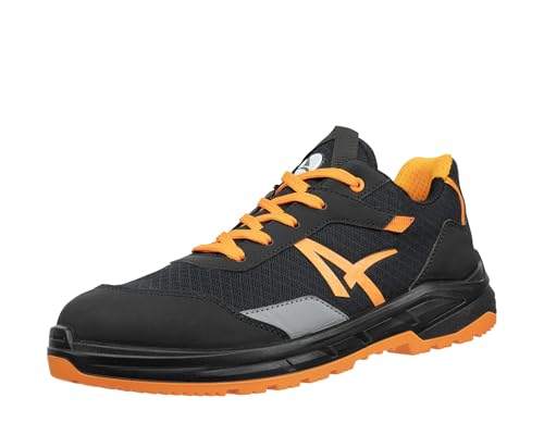 ALBATROS Axis Low S1P - Zapatos de seguridad para hombre con puntera de acero antideslizante, negro, naranja, 42 EU