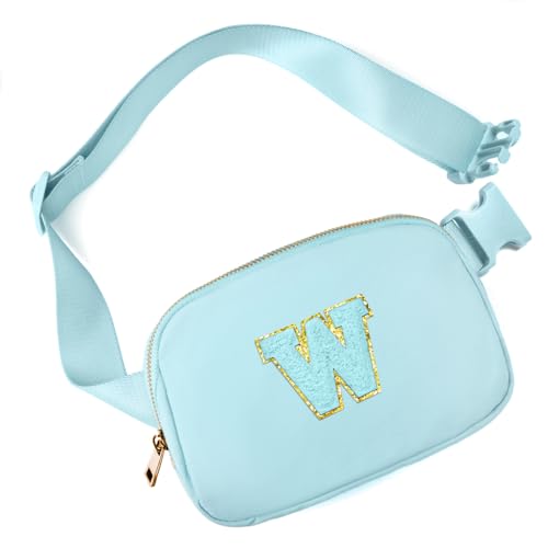Image of Gitus Gifts for 8 9 10 11 12 Year Old Girls Belt Bag Fanny Pack Crossbody Bags with Initial Letter Patch Cute Stuff Birthday Gifts for Teen Girls Women Personalized Trend Stuff (Icing Blue-W)