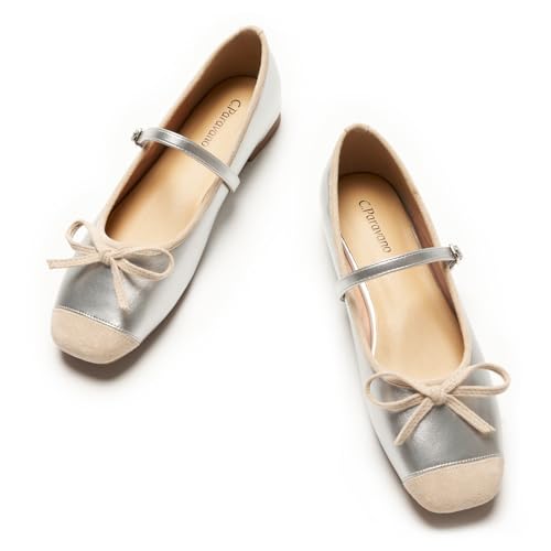 Image of C.Paravano Women's Mary Jane Flats | Square Toe Ballet Flats | Daily Wear Work Shoes | Dress Shoes with Adjustable Straps