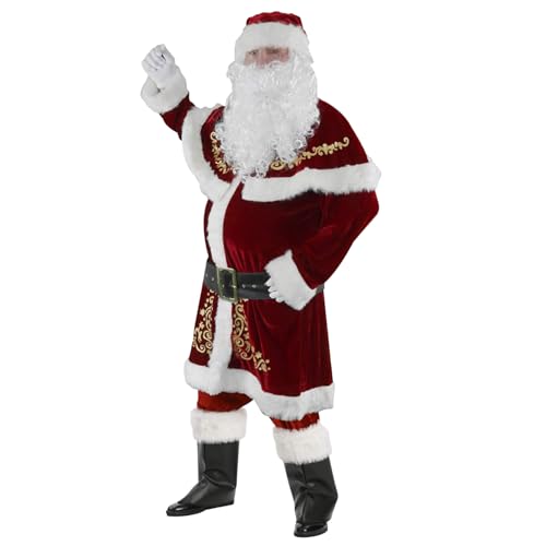 Trrymbbe Disfraz de Santa Claus para adultos 8pcs/set Velvet Santa Suit Men Outfit de Navidad para navidad Cosplay 2xl Claus disfraz