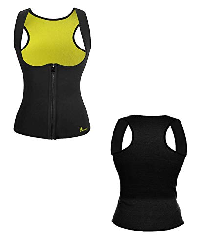 Gowhods Women Waist Trainer Vest,Neoprene Slimming Zipper Sweat Sauna Tank Top Vest For Weight Loss (S) #TOP1