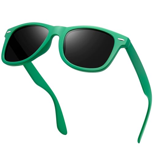 KANASTAL Occhiali da Sole Montatura Verde Neri Uomo Donna Polarizzati Scuri Quadrati UV400 Alla Moda Vintage Retrò Green Sunglasses Women -Lente Nero Cornice Verdi