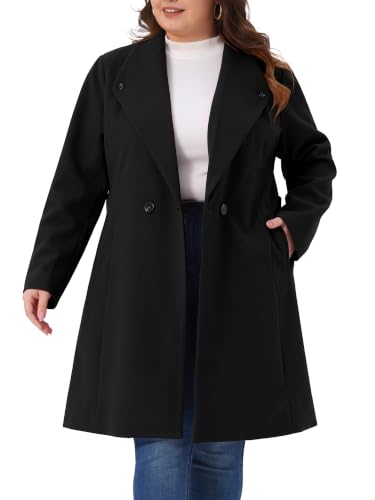 Image of Agnes Orinda Women Plus Size Lapel Double Breasted Belted Winter Coats