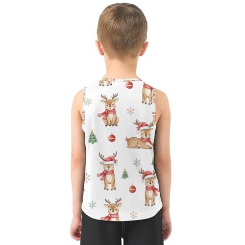 J JOYSAY Christmas Deer Snowflakes Boys Tank Top Sleeveless Muscle Shirts Quick Dry Active Sport Workout Kids T-Shirts 3-15T3