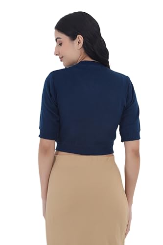 Image of Women Winter Wear V-Neck Half Sleeves Regular Fit Woollen Blouse