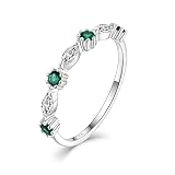 Veshon 925 Sterling Silver Rings for Women, Round Milgrain Eternity Wedding Bands Ring with Elements