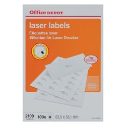 Etichette laser (63.5 mm x 38.1 mm) (21 etichette per foglio, 100 fogli, 2100 etichette, colore: Bianco)