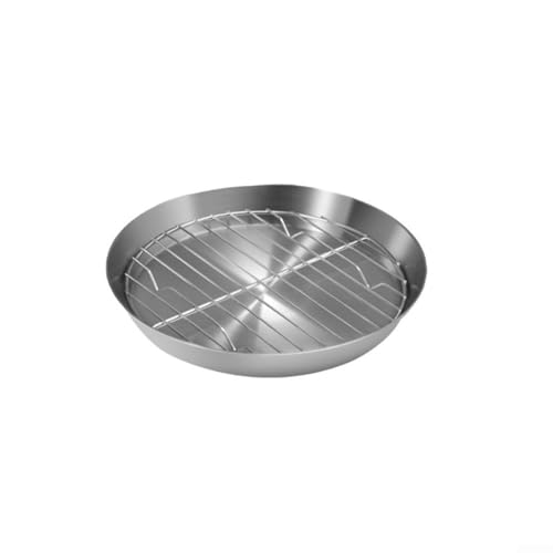 Violiica Teglia rotonda multiuso in acciaio inox con griglia di raffreddamento, adatta per arrostire, cuocere torte, barbecue e vari requisiti di cottura in cucina (12 cm)