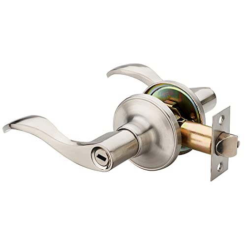 Henyin Wave Lever Keyed Entry Door Lock/Door Knob Hardware Wave Handle And Closet Lockset (Without Key)(805-Bk-L) (Left Hand) #TOP6