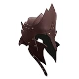 Medieval Helmet Viking PU Leather Helmets for LARP Ancient European Warriors Helmet Brown