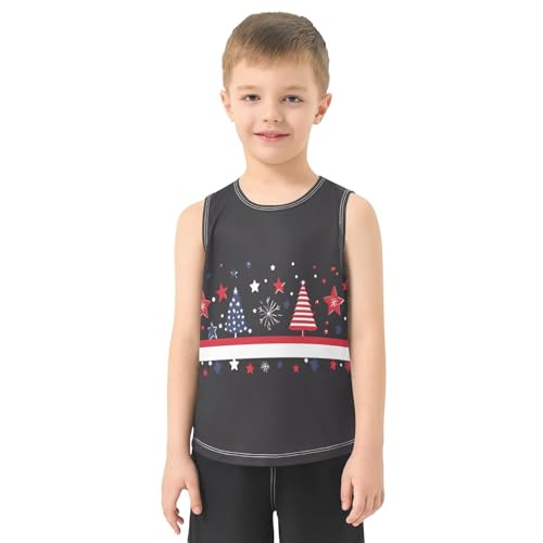 Boys Tank Top Shirts Christmas Tree American Flag Sleeveless T-Shirts Crew Neck for Kids Clothing Children2