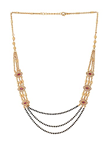 Mangal Sutra with Toned Red Crystal Studded Eye Beads