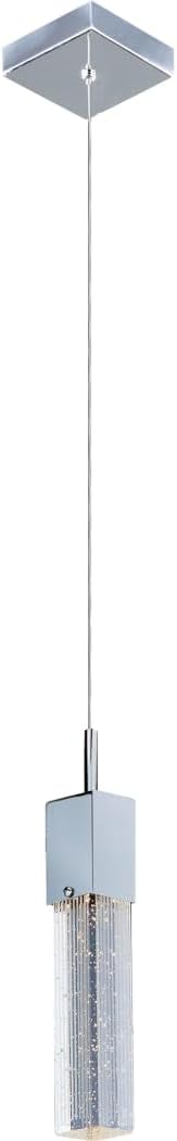 ET2 E22761-89PC Fizz III Rectangular Bubble Glass Cube Mini LED Pendant Ceiling Lighting, 1-Light 7.5 Watts, 12" H x 5" W, Polished Chrome