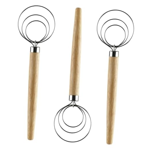 FUOYLOO 3pcs Mixer Beat Eggs Egg Beater Machine Cream Beater Sauce Whisk Cream Whisk Danish Bread Pizza Dough Making Whisk Manual Egg Whisk Spiral Mixer Egg Whisks Spring Human Body Wooden