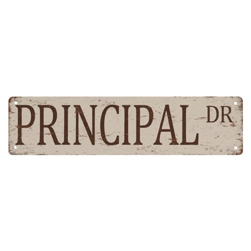Principal Dr Retro Road Street Metal Tin Sign, Wall Plaque, 4x16 Inch Tin Sign For Man Cave School Admin Office Principal Career Wall Decor Gift