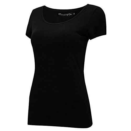 OThread & Co. Women's Short Sleeve T-Shirt Scoop Neck Basic Layer Stretchy Shirts2