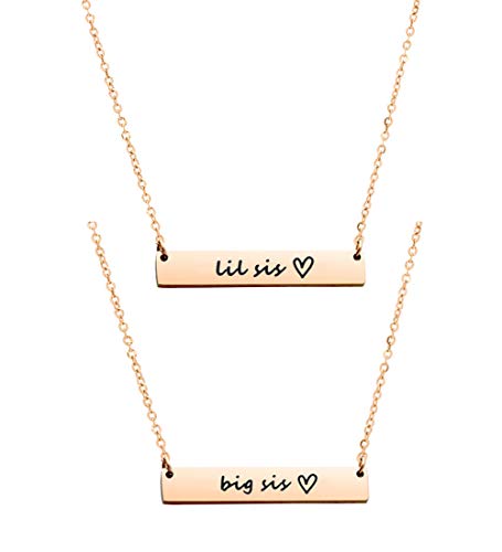 Ankiyabe Big Sister Middle Sister Little Sister Pendant Necklace Set 3 Sisters Necklace 3 Best Friends Necklace BFF Bestie Gifts (Big Sis Lil Sis-Rold Gold)