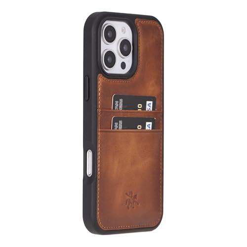 Étui anti-chute iPhone 16 Pro cuir pleine fleur avec sécurité RFID intégrée