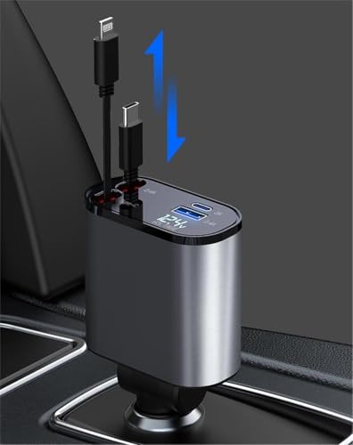 شاحن من تروماك بتقنية USB، متوافق مع الهواتف الخلوية، بمنفذين، مع شاشة LED للسيارة بقوة 20 واط