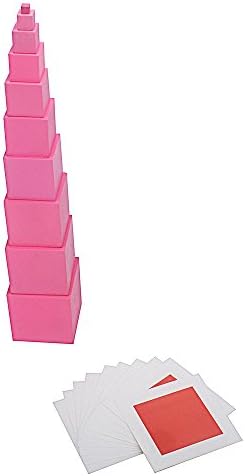 QLL Montessori Materials Pink Tower with 10Pcs Stand Cards 0.7-7CM Early Childhood Education Preschool Kids Toys Brinquedos Juguetes