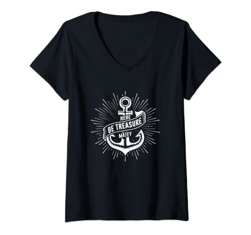Mujer Piratecore Aesthetic - Naval Skull Adventure Ship - Ancla Camiseta Cuello V