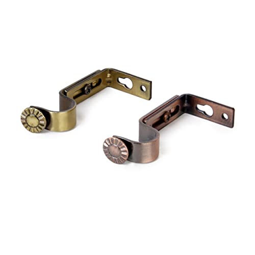 Levemolo 4PCS Wall Mounted Drapery Rod Bracket Light Brown Aluminum Alloy Curtain Pole Holder for Rod and Easy to Install Curtain Mounting Holder for Home Decor