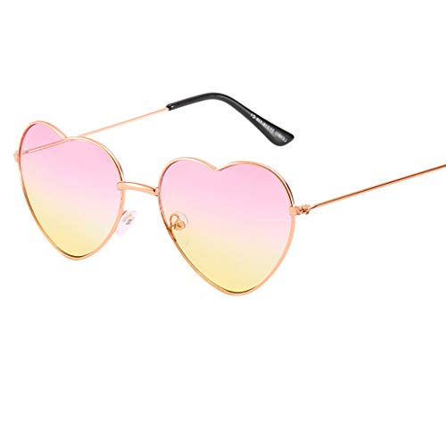 FRAUIT Gafas de Sol de Moda Unisex Gafas de Sol En Forma de Corazón Gafas Retro Clásicas Gafas de Sol de Aviador de Gran Tamaño