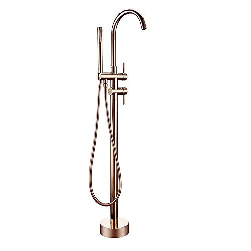 Remplissage de baignoire or rose ensemble de douche laiton au sol bec rond