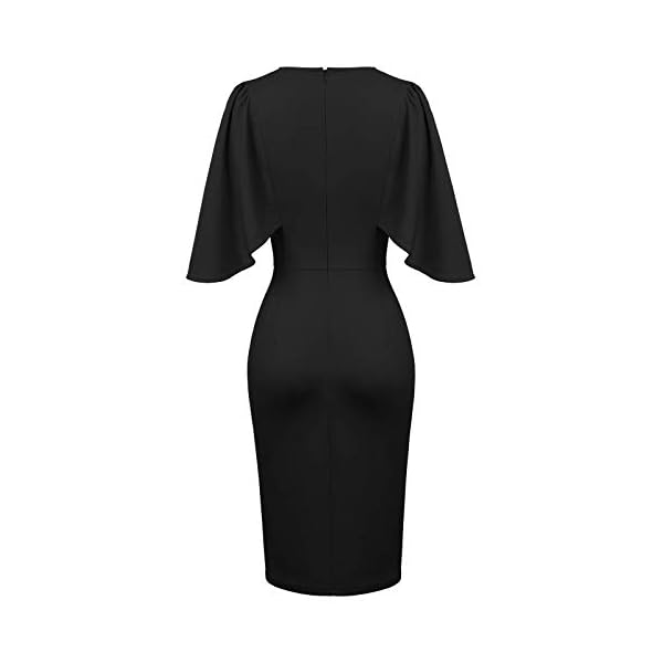 GRACE KARIN Women's Round Neck Hips-Wrapped Bodycon Pencil Dress L Black