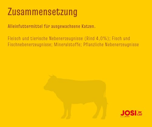 JosiCat Beef in Jelly (12 x 400 g) | Adult | Premium Nassfutter für ausgewachsene Katzen | Rind in Gelee | Vitamin D3 & E | getreidefrei | Powered by JOSERA | Katzenfutter nass | 12er Pack