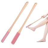 OWIIZI Toe Cleaning Brush 15.7' Foot Scrubber in Shower with Long Handle Silicone Gap Brush Between Toes Cleaner Soft Feet Care Scrub for Seniors,Elderly, Men and Women- 2Pack