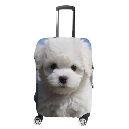 Bichon Frise Dog Luggage Cover Personalization Suitcase Covers Protector Elastic Washable Baggage Cover Anti-Scratch For Traveling, Aircraft Consignment XL