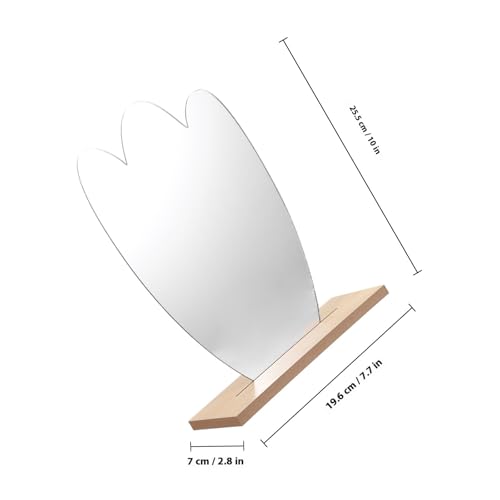 Espejo de maquillaje de mesa irregular DOITOOL con base de madera miniatura 2