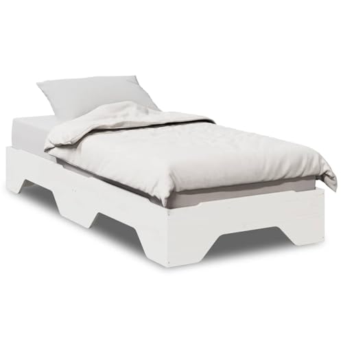 vidaXL Giroletto Senza Materasso Impilabile Bianco 75x190 cm Legno, Letto impilabile, Letto Singolo impilabile, mobili Camera da Letto