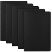 ZCZN Notizbuch A5 blanko, 5 Stück schwarze Kraft Cover Notizheft mit 30 Blatt, Heft für Büro und Schule
