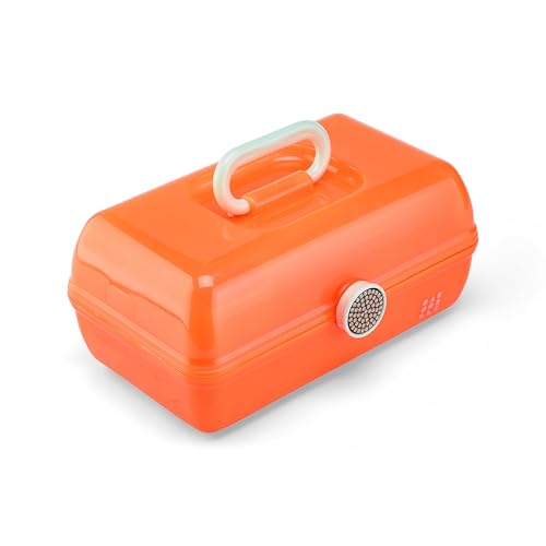 Image of Caboodles On-The-Go Girl Makeup Box, Orange Shimmer, Show Girl Collection, Hard Plastic Makeup Organizer Box, Built-In Mirror, Secure Latch for Safe Travel, Spacious Storage for Large Items
